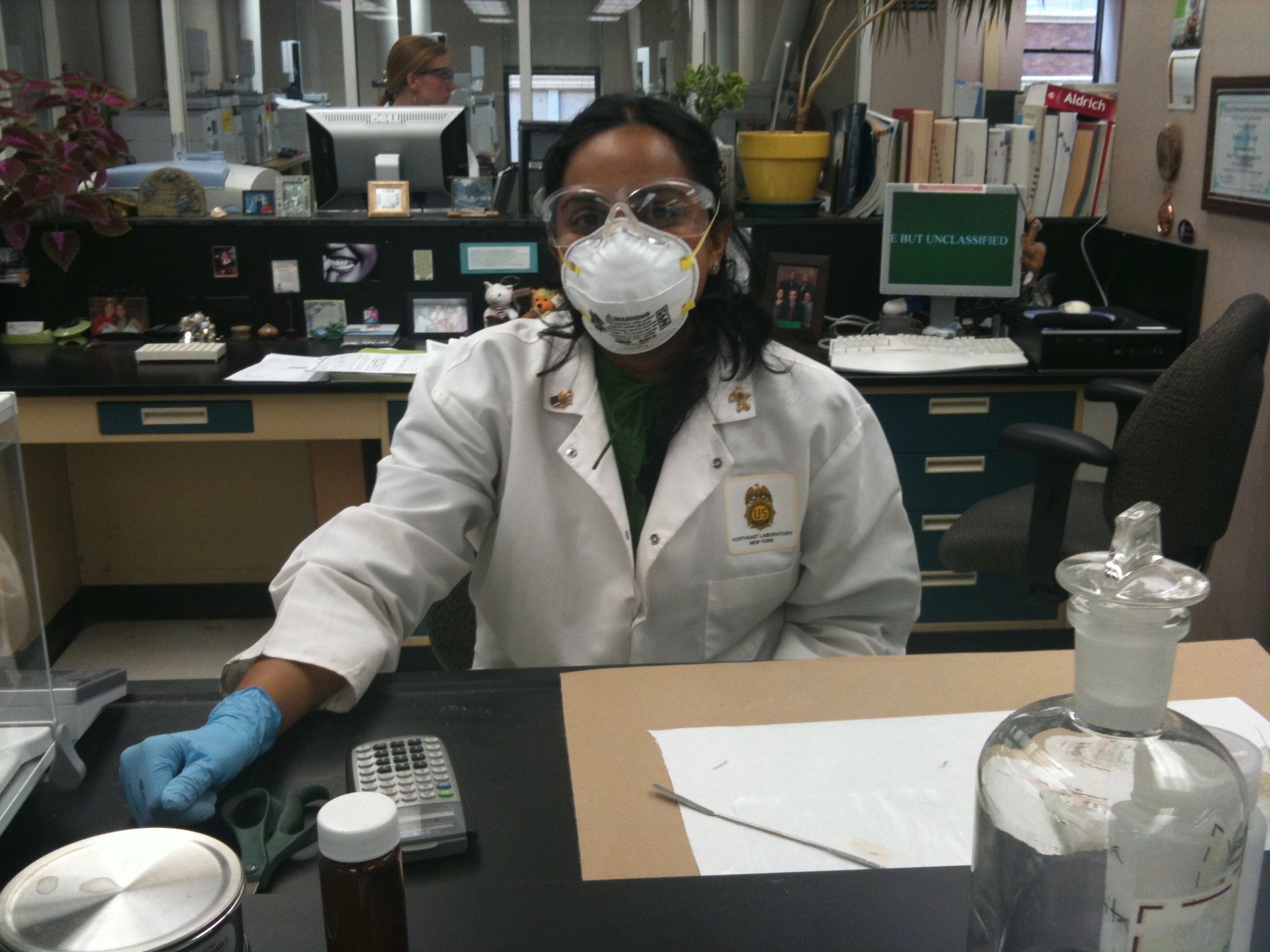 Babita, seen here at work in a forensic laboratory.